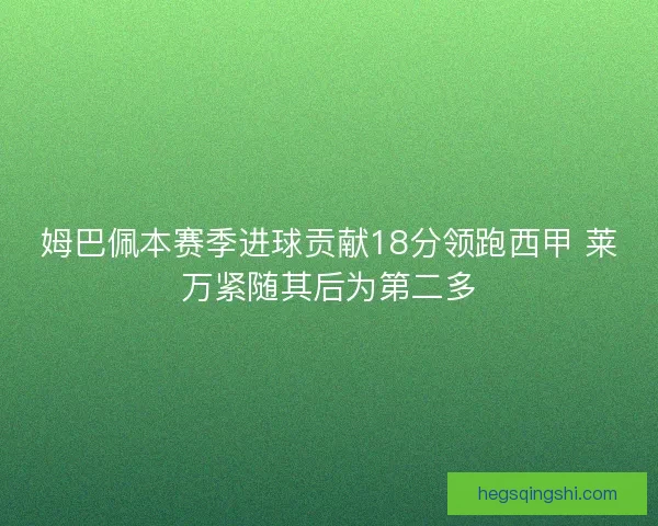 姆巴佩本赛季进球贡献18分领跑西甲 莱万紧随其后为第二多